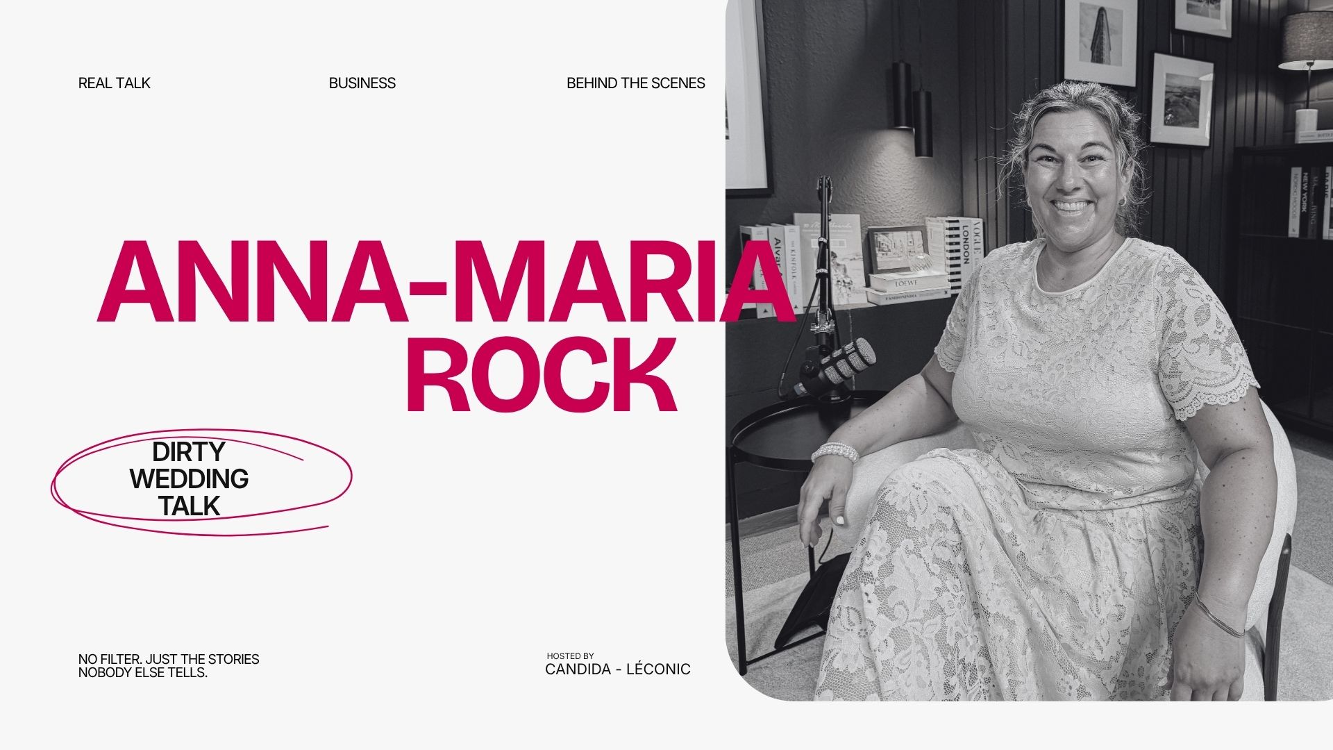 Sitzendes Podcastporträt im Studio, Anna-Maria Rock und Dirty Wedding Talk
